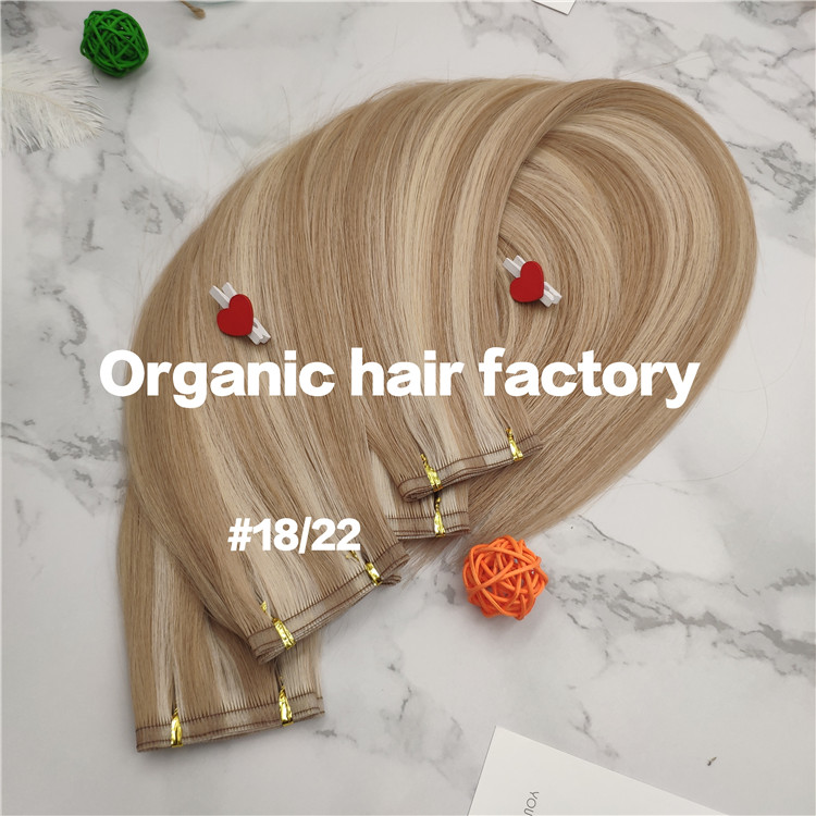 Popular piano color 18/22 flat weft full cuticle hair extensions CNY001